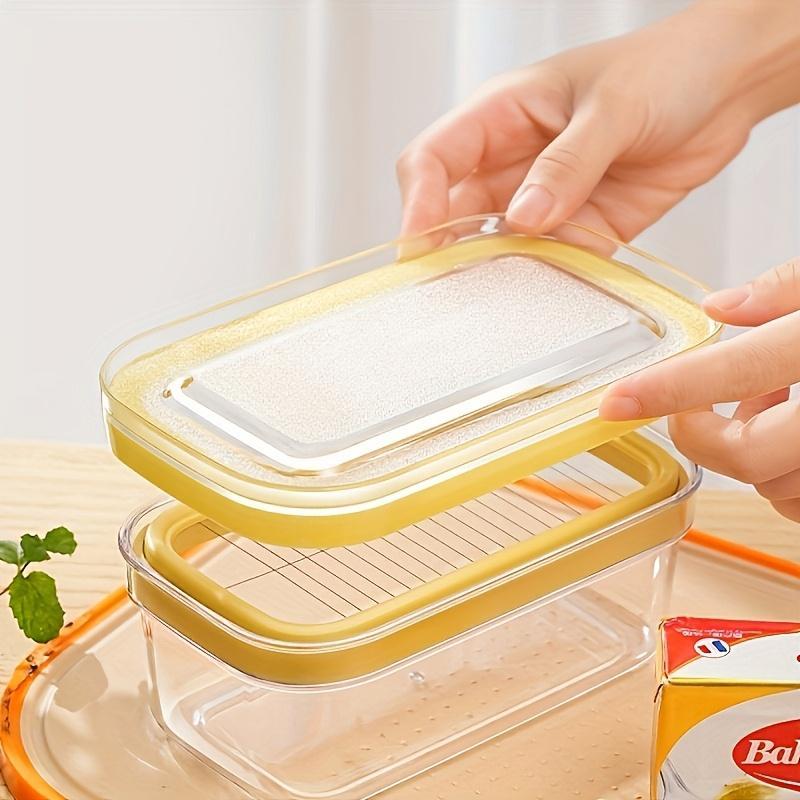 Acrylic Butter Keeper and Cutter - Food Grade, Reusable, Square-Shaped Cheese Storage Box with Clip Closure for Freshness and Easy Access