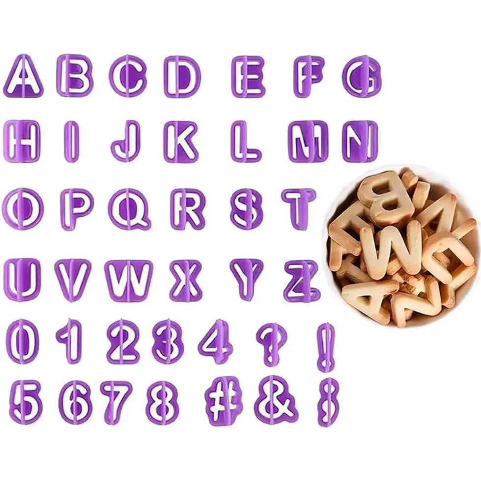 BlingKingdom 40PCS Mini Alphabet Cookie Cutters, Fondant Letter Cutter Set for Baking