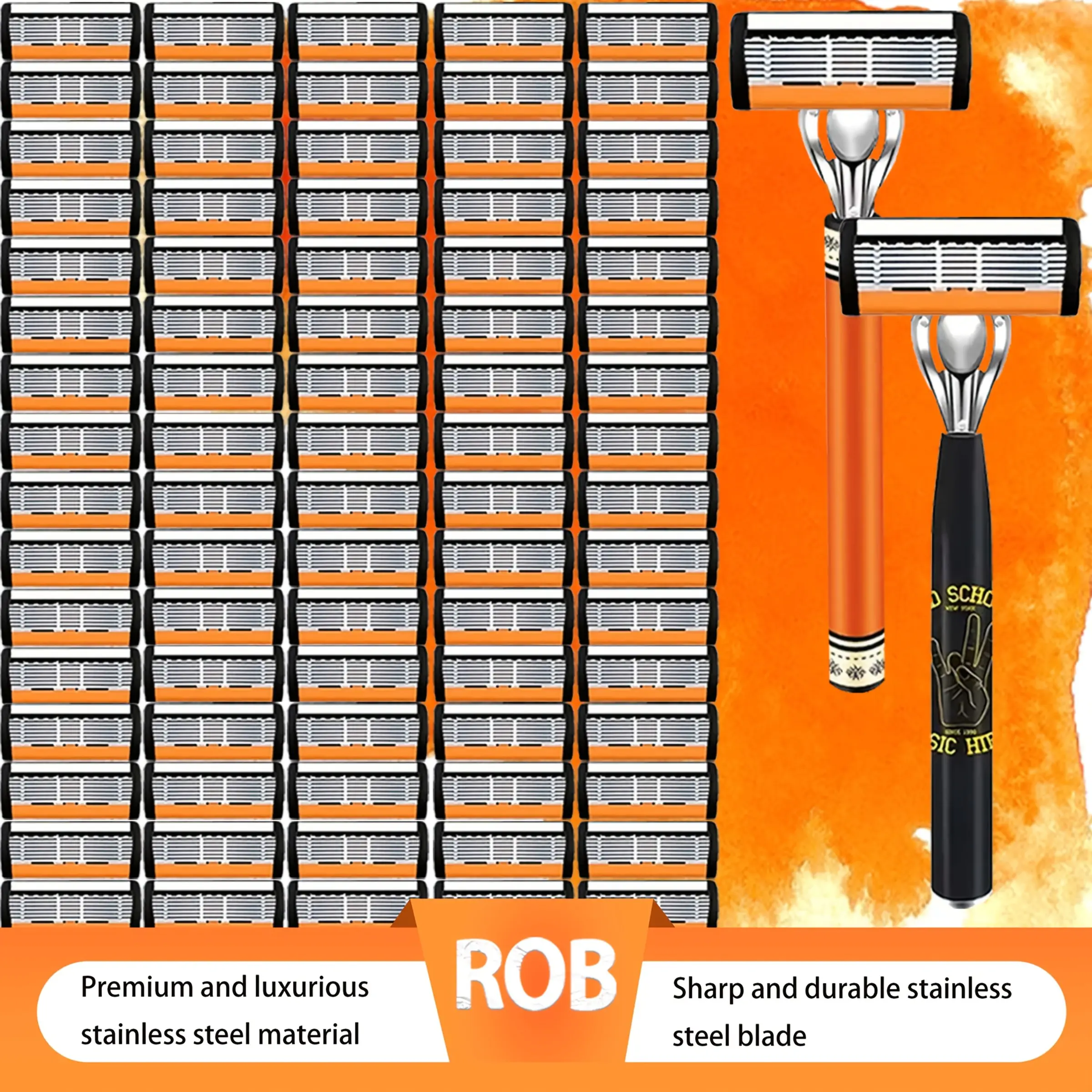 Men's 6-Blade Shaving Set, 2 Premium Handles, 72 Replacement Blades, Smooth Shave, Ergonomic Non-Slip Handle, Durable Sharp Blades, Travel Friendly
