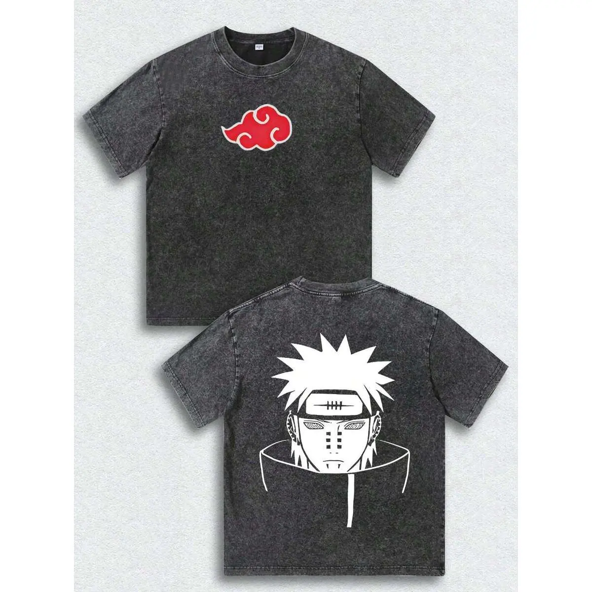 Anime Manga Fan Vintage Washed Pain Akatsuki Naruto Anime Print Tee Soft Cotton Short Sleeve Crewneck Shirt For Retro Japanese Anime Style Fans Daily Bar Night Casual Summer Fashion Wear