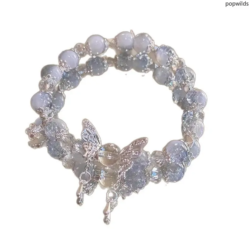 Ice Crackle Beaded Bracelet, Trendy Unisex Street Look Jewelry, Stackable Wrist Accessory for Daily Wear, Crystal Beads, Stacked Bracelets, Crackled Ice