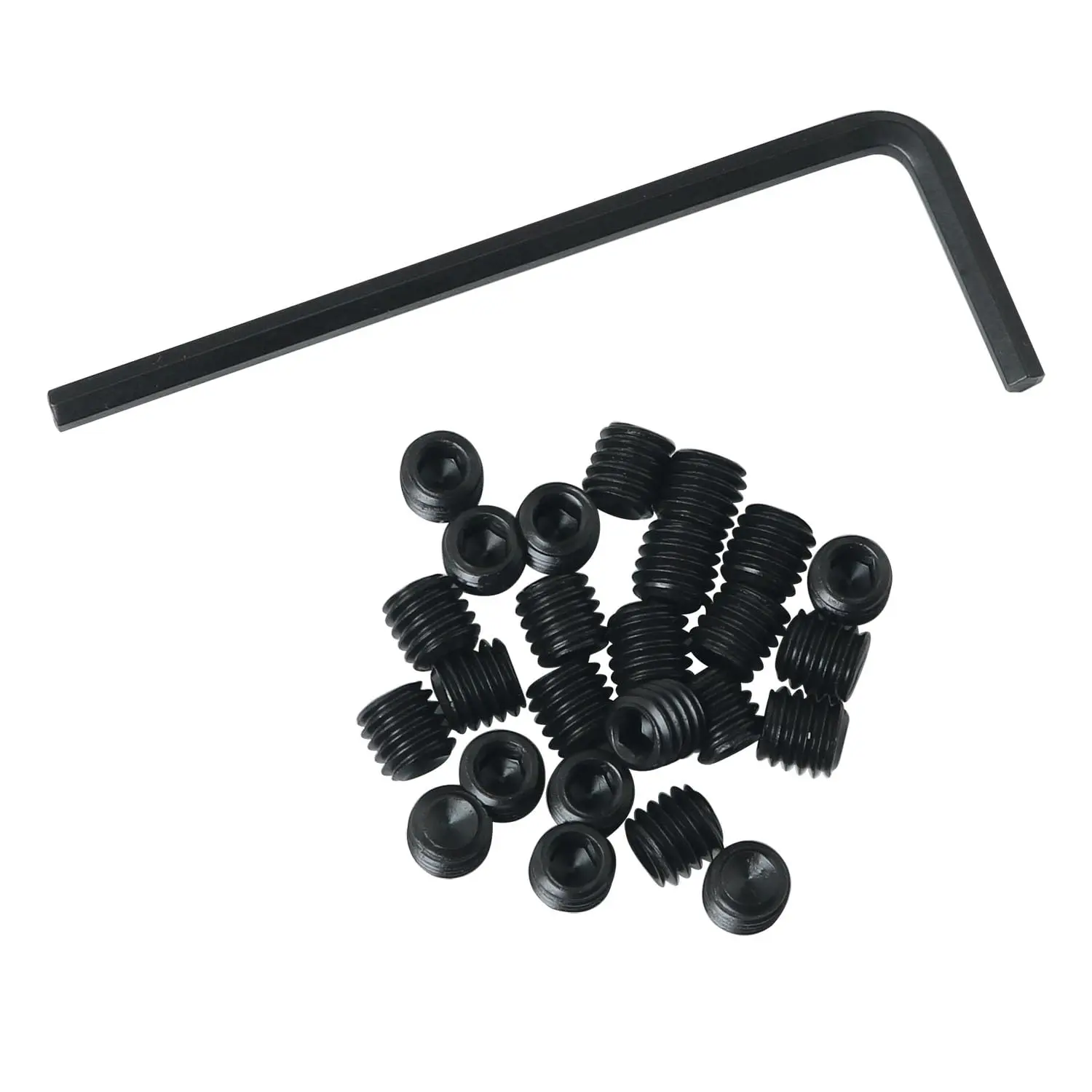 25 count 10-32 x 3/16'' Black Socket Set Screws Stainless Steel Allen  Hex Hexagon Socket Set Screws Cup Point with Hex Key Wrench
