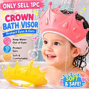 1pc crown-shaped adjustable shower eye shield, teaching aid for self-care habit training and early learning materials, shampoo magic tool for eye and ear protection - waterproof bath cap, suitable for bath time - perfect gift for new parents