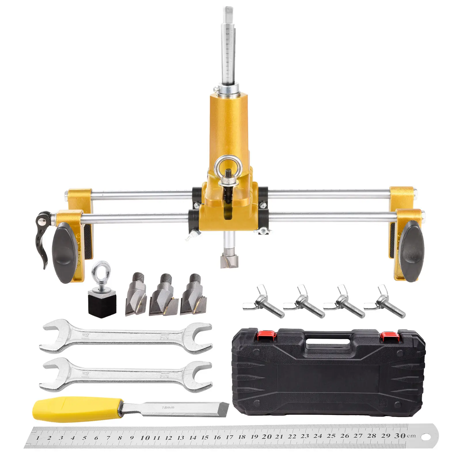 Door Lock Hole Opener Kit, Updated Lock Mortiser for Wooden Doors, Door Lock Installation Kit Mortising Machine Mortise Jig with 3 Drill Bits