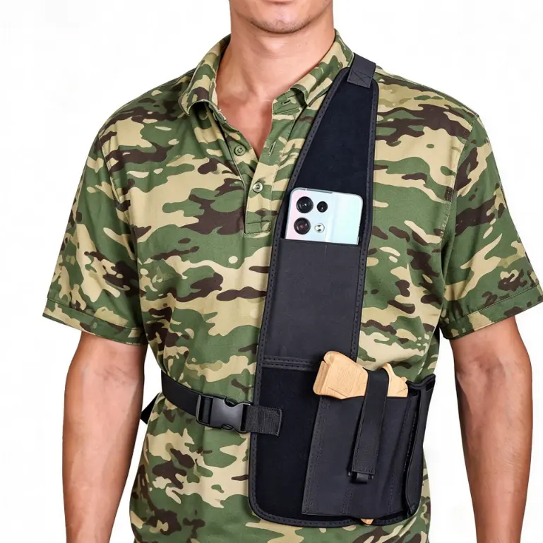 Underarm Shoulder Holster for Driving & Office Carry - No-Dig Padded Strap, Breathable Air-Hole Neoprene, Conceals Under Jacket