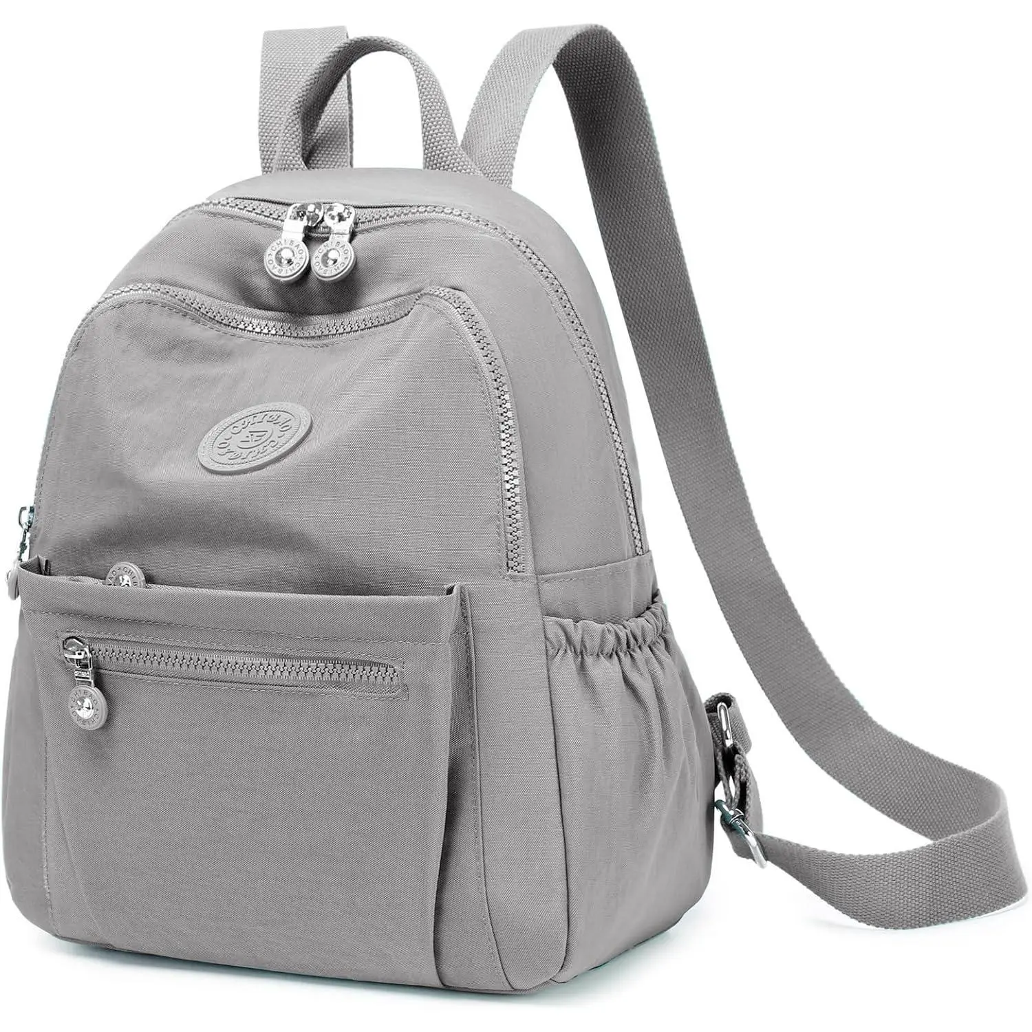 Mini Backpack Purse for Women Lightweight Nylon Casual Bag Small Daypacks for Work Travel (A Light Grey)