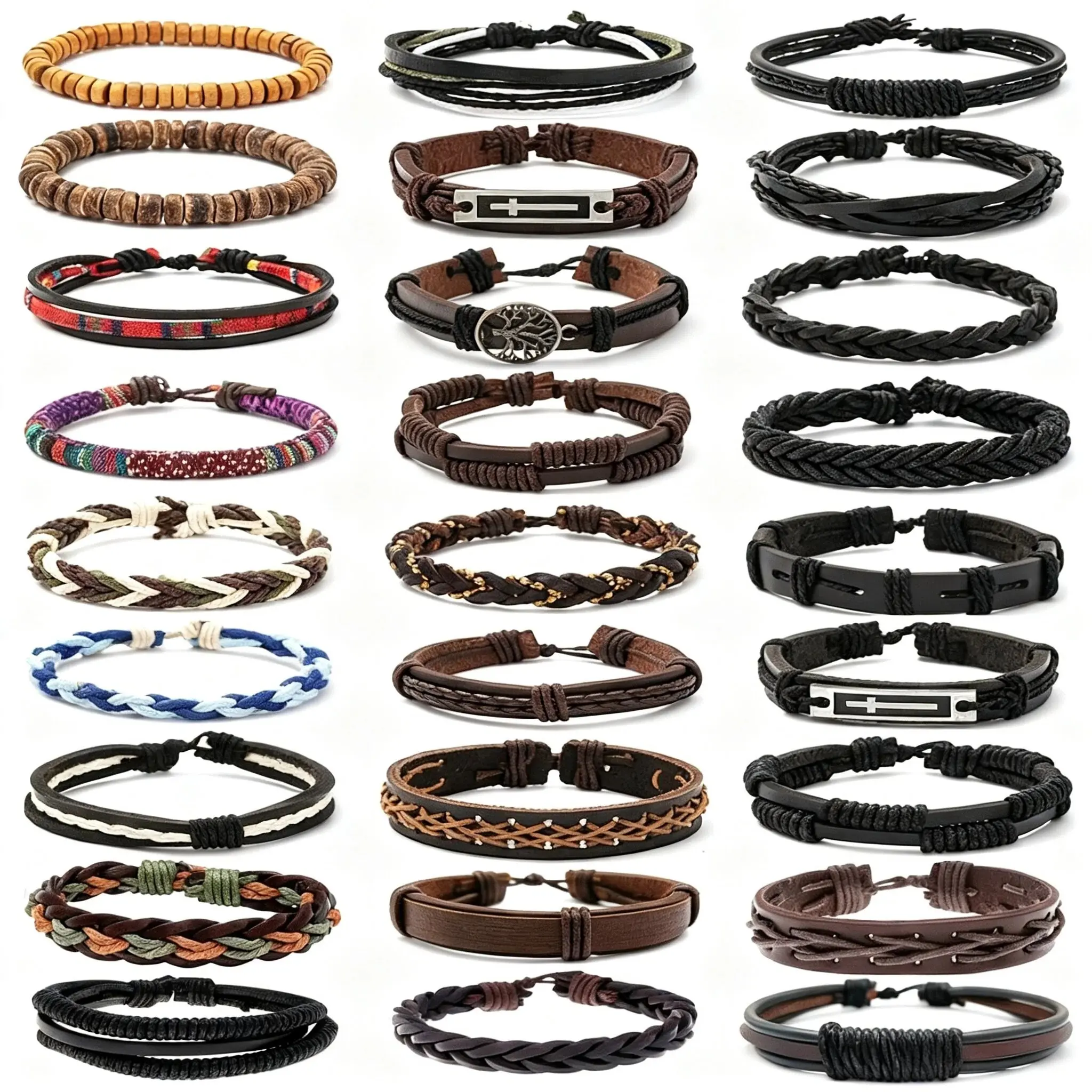 27PCS Cuff Wraps Set for Men Women, Tribal Punk Braided Hemp & Alloy Wristbands, Adjustable Dimensions, Thanksgiving Birthday Gift Pack, Fathers, Husbands, Colleagues, 100% Handmade, Handmade Braided, Tribal Bracelets, No Irritation, 7-8.5" Long, Everyday