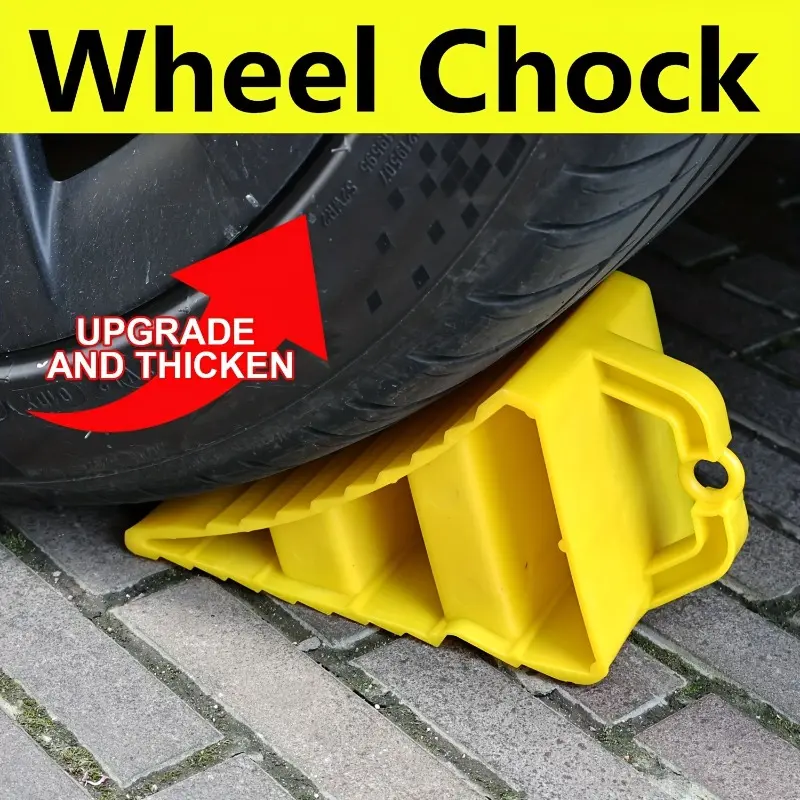 2pcs Secure Your Vehicle Car Ramp 1pc Wheel Chocks - Anti-Slip Tire Block With Handle For Car, RV, And Trailer