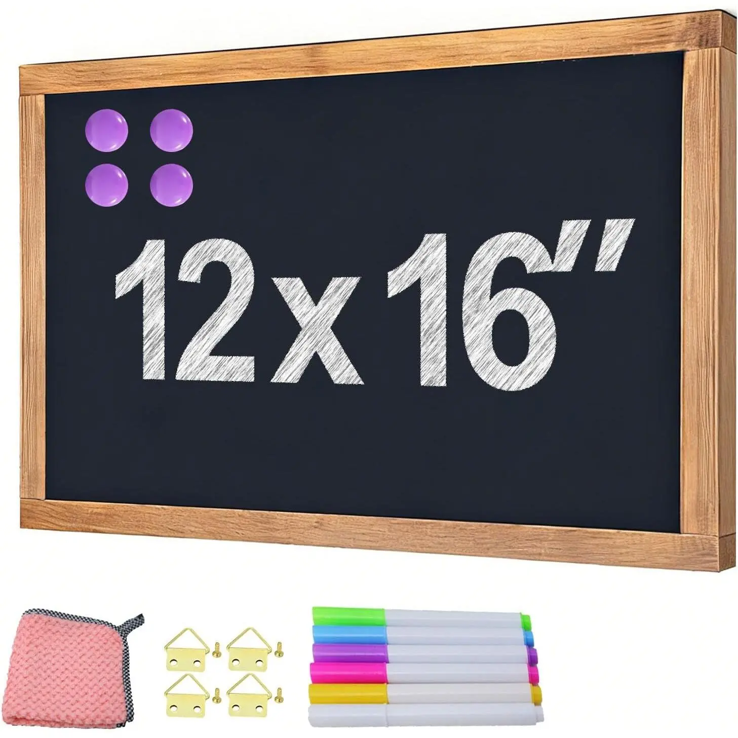 12"x16" Magnetic Chalkboard with Rustic Wood Frame for Wall-Mounted - Multi-Purpose Hanging Sign for Menu, Memo & Doodle
