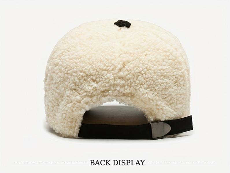 Letter R Teddy Plush Warm Baseball Cap Fashionable Versatile Duckbill Hat