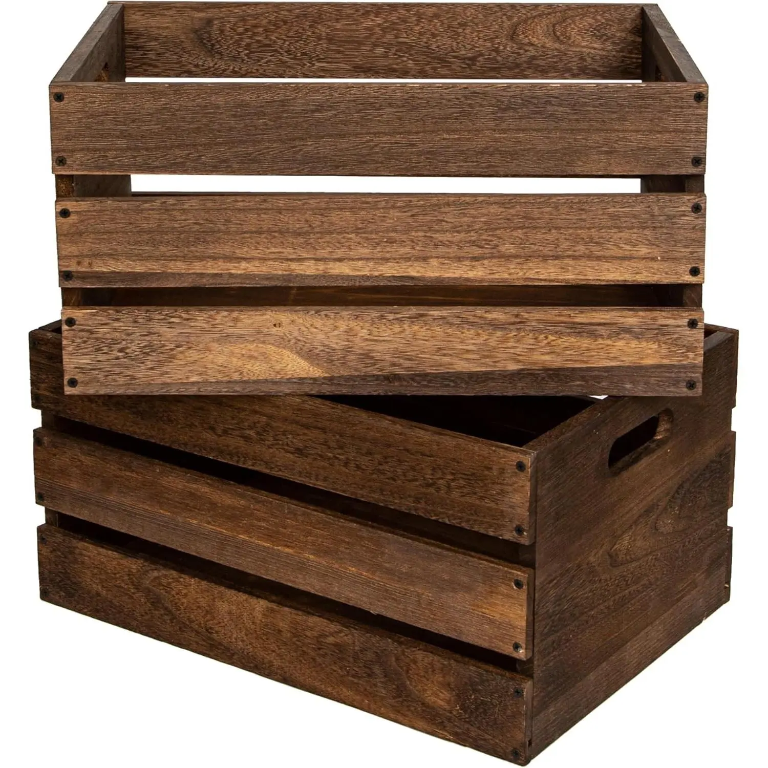 20" L Oversize Wooden Crates For Storage, Wood Milk Crates Of Farmhouse Vintage Brown ,Vinyl Record Storage Crates,Extra Large Size Rustic Decration Wood Storage Crates (Vintage Brown)