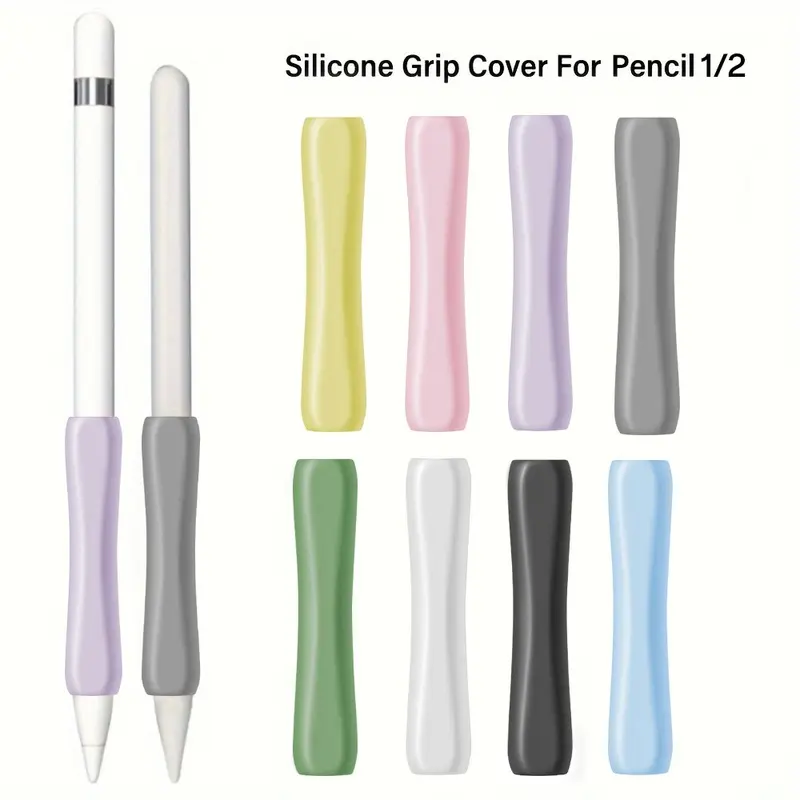 Anti-Roll Wear-Resistant Silicone Grip Cover & Tip Sleeves Compatible with Apple Pencil 2nd Gen, Comfortable Stylus Protective Case for iPad Apple Pencil
