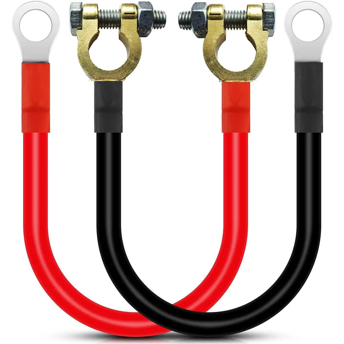 30cm Battery Inverter Cable with Terminals Connectors 12V-24V 25mm² 3AWG (Max 125A) Cable, Auto Battery Leads Red and Black for Truck, Motorcycle, Solar, RV, Marine