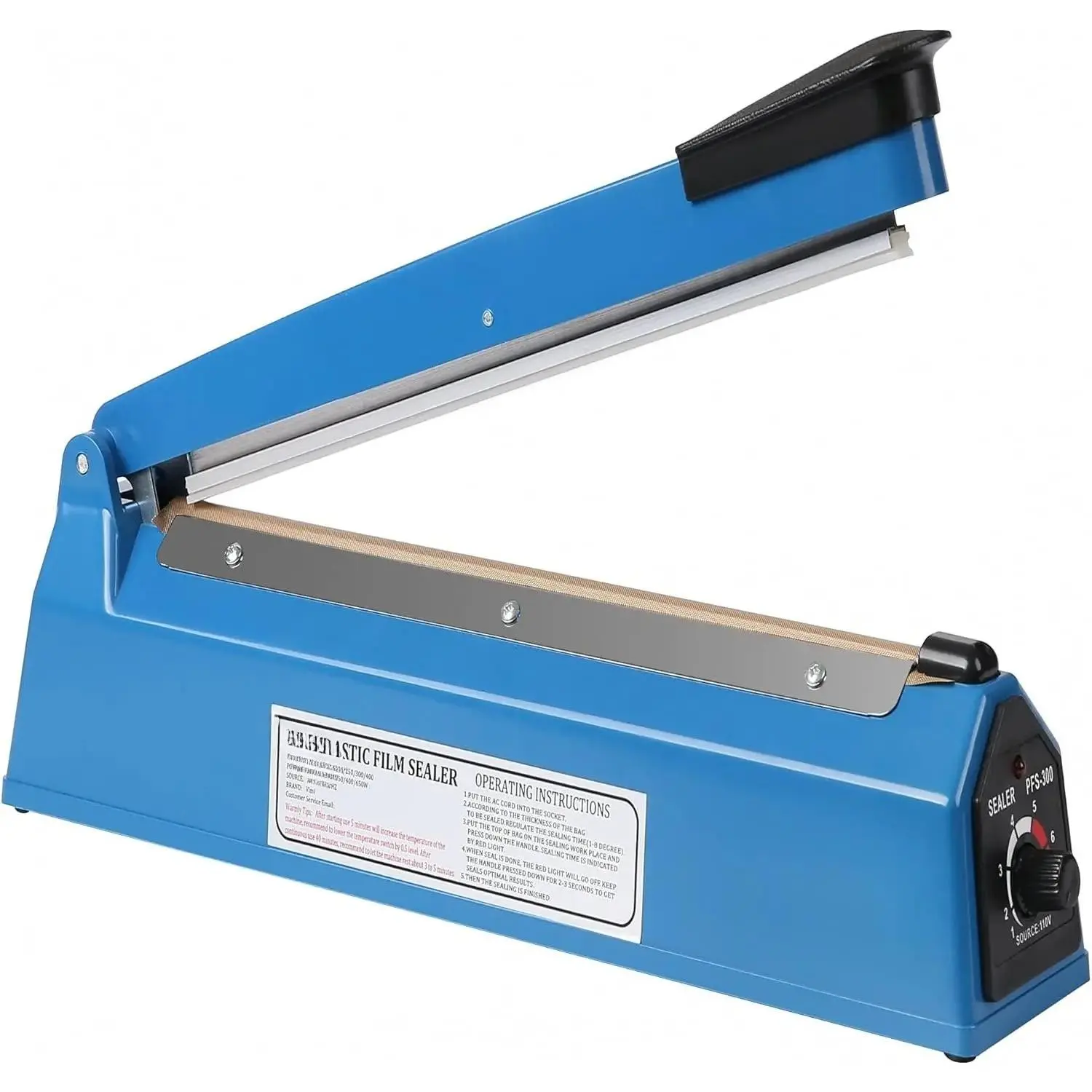 8-Inch Manual Impulse Heat Sealer with Fuse Safety, Grip Handle, Extra Replacement Element – Manual Seal Tool for Plastic, PE, PP, Synthetic Bags | Home Supplies Storage Organizer