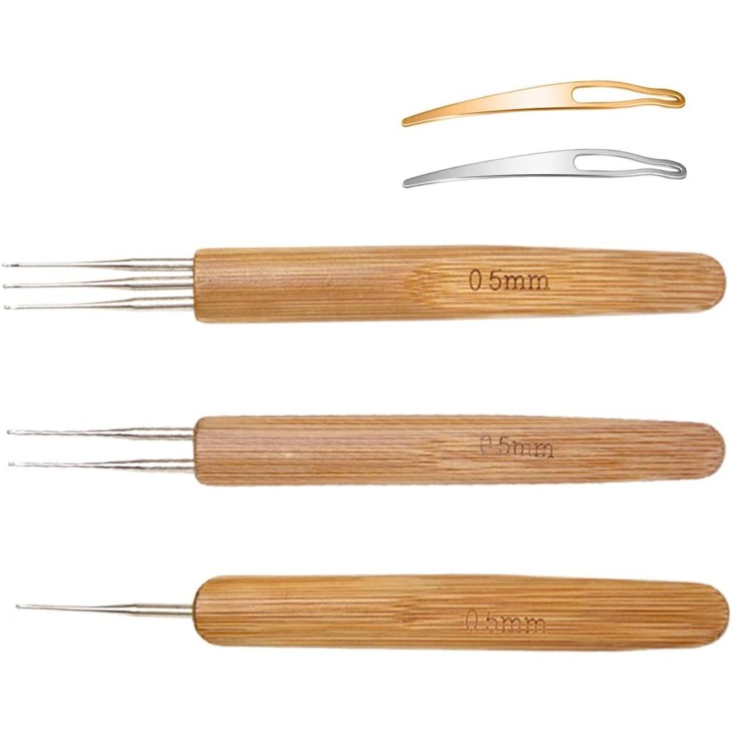 5 count Dreadlock Crochet Hook for Hair Dreadlocks Crochet  with Interlocking Tool for Locs Braid Craft (0.5mm)
