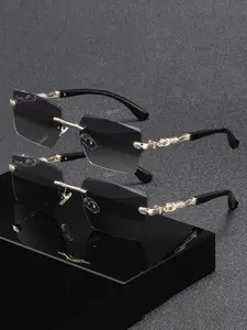 2 Pairs Couple Fashionable Casual Unisex Square Glasses, Stylish Frameless Eyewear for Photoshoots and Music Festivals, Perfect Gift