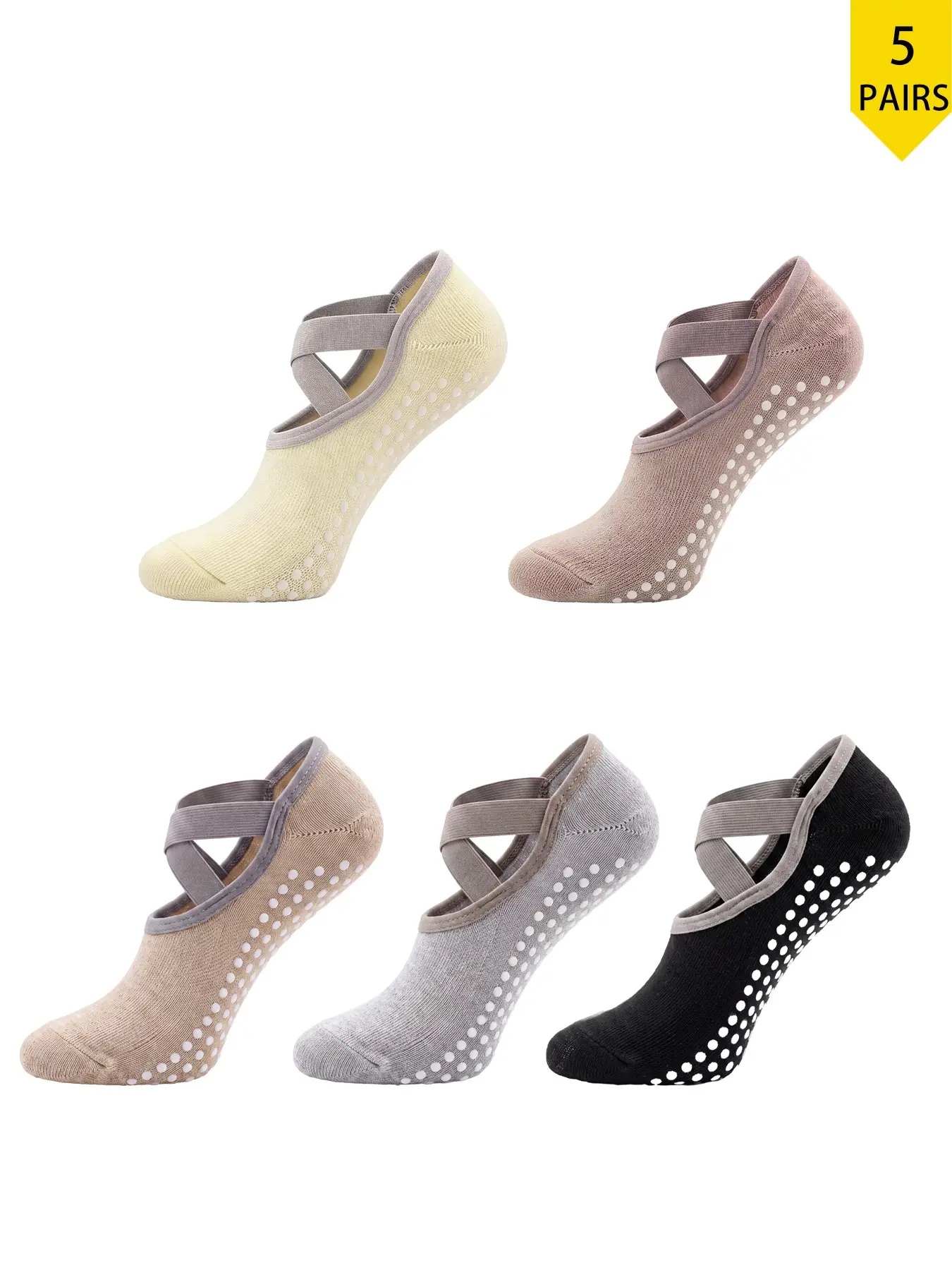 Women's Professional Yoga Pilates Socks, Non-Slip Silicone Grip Floor Socks for Indoor Fitness, Dance, Gym & Home Workout, Breathable Athletic Ankle Socks