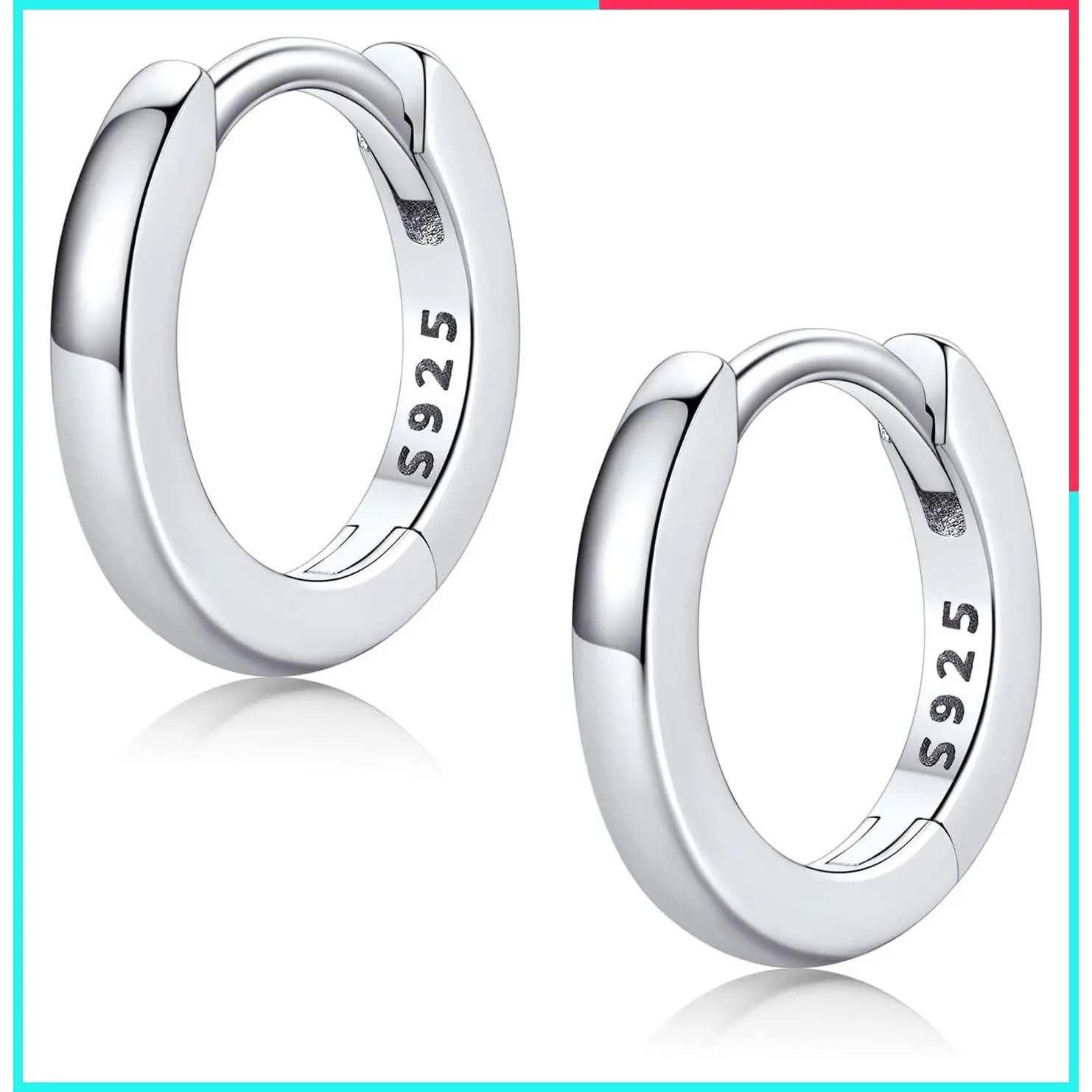 Small Huggie Hoop Earrings for Women, 925 Sterling Silver, Hypoallergenic Lightweight Cartilage Earrings, Gift Box Included, Silver/Black/Gold/Rose Gold