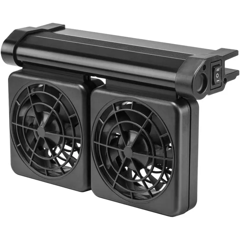 Aquarium Chiller Fish Tank Cooling Fan, 1 Yr Warranty, 12V, 55Cfm, Adjustable, 12V Human Body Safety Voltage, 2 Fans, 4°F ~ 6°F, 3500 R.p.m, Abs Plastic, Powerful Temperature Cooling System, Quiet Operation