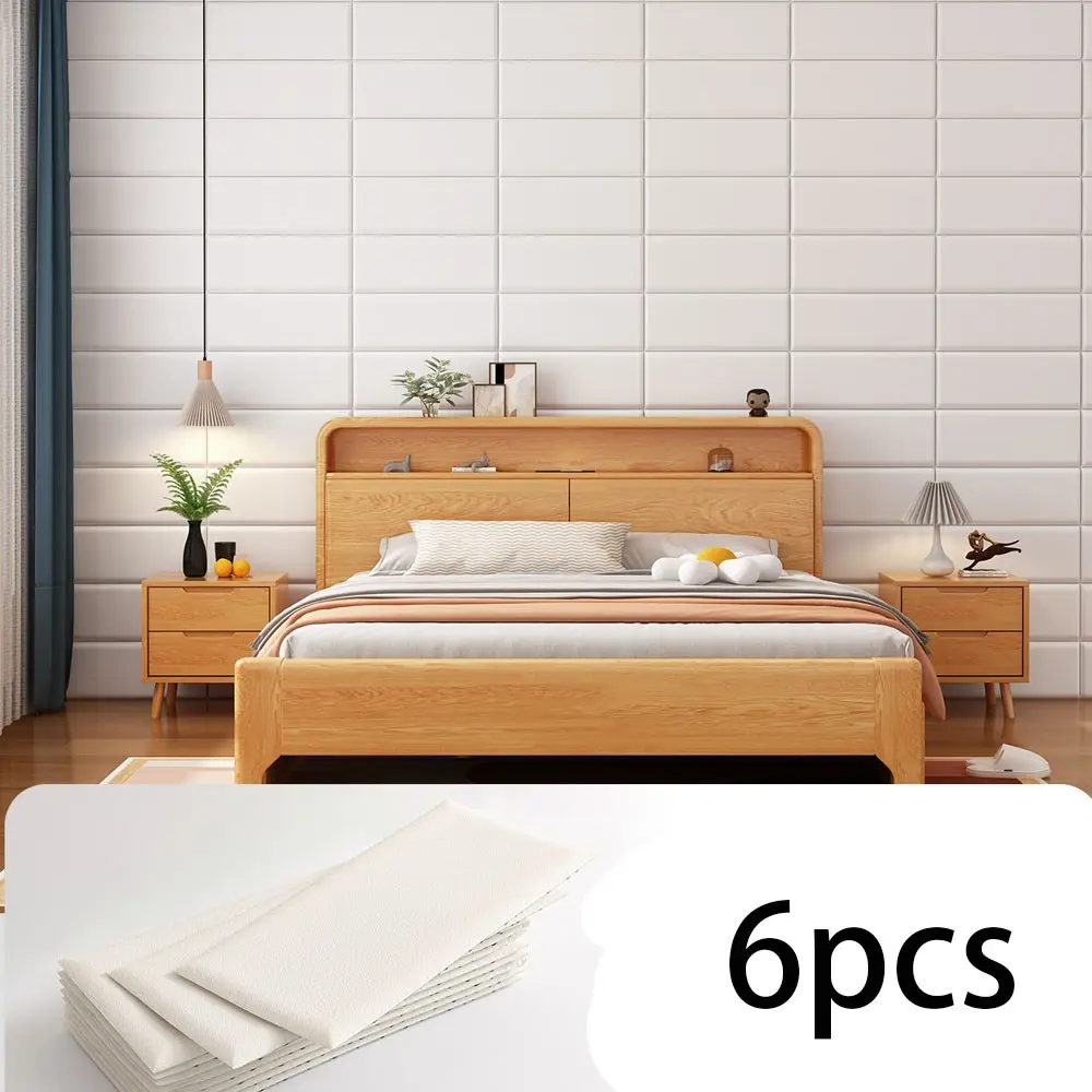 6pcs Luxury Self-Adhesive 3D Corner Headboard, Pu Headboard, Noise-Canceling Soft Padding Bed Headboard for King Size/standard Beds, Easy Tool-Free Installation, Padded Headboard