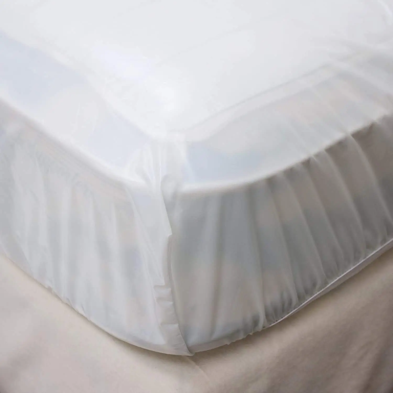 4Gauge Vinyl Plastic Mattress Protector Fitted Sheet Style  Mattress Cover Breathable and Spill Protection Fits a Mattress Up to 11.5" Deep ( 80" x 60" x 11.5 Deep)