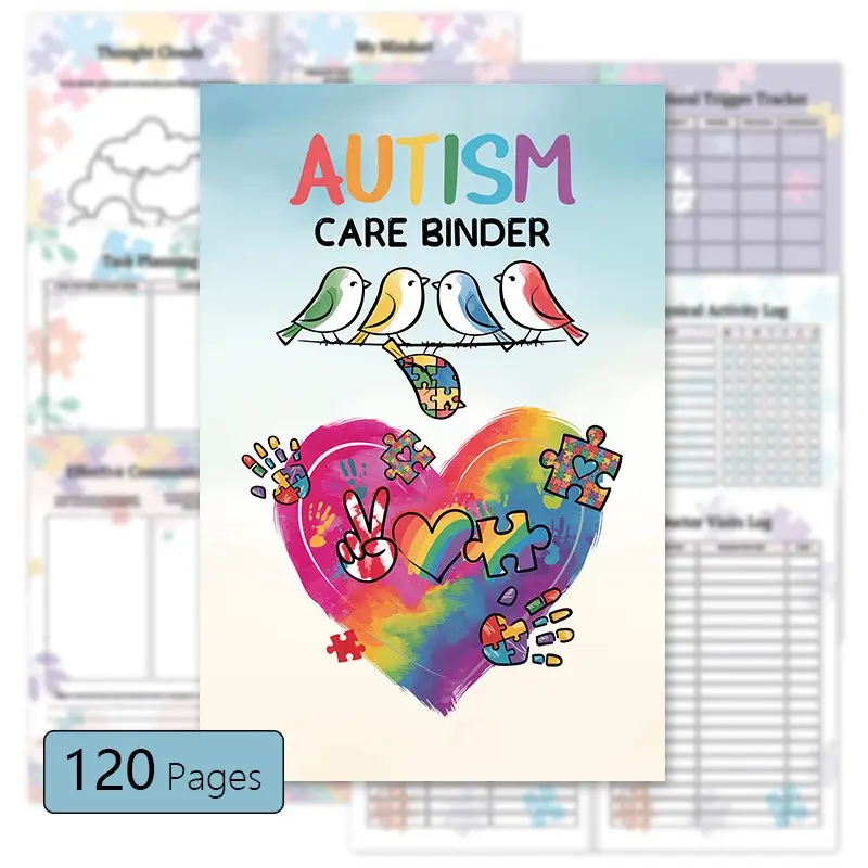 Autism Care Binder 120 Pages, All-In-One Planner for Special Needs Parents, Essential Tool for Managing Daily Routines and Notes