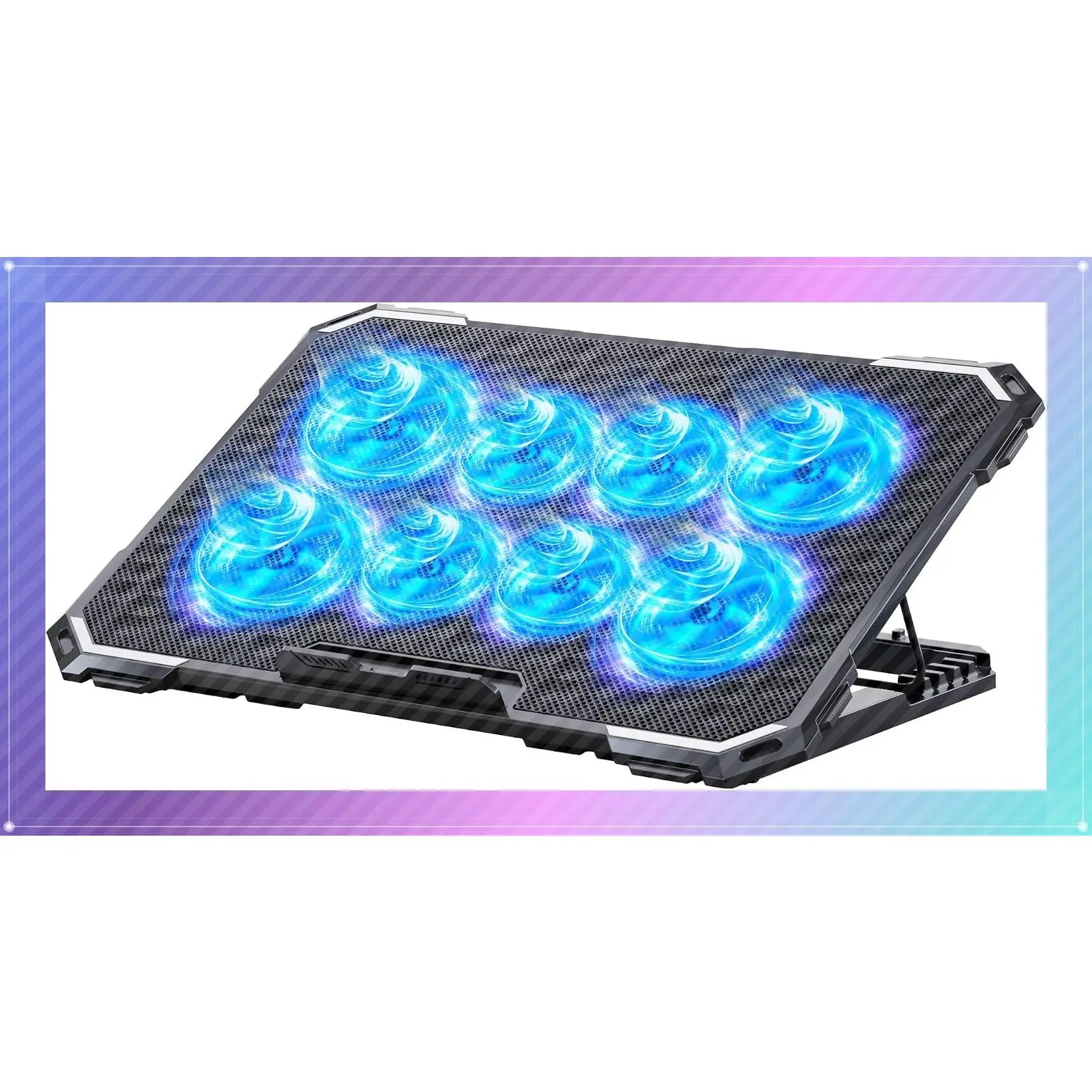 Laptop Cooling Pad with 8 Fans, 13-15.6 Inch Notebook Cooler Stand, 6 Height Adjustable, Dual USB Ports, 2025 VersionGift
