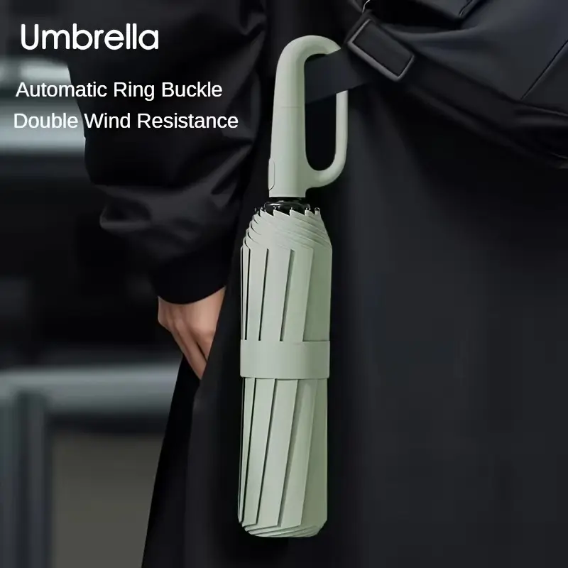 Automatic Portable Ring Buckle Umbrella, Rainy and Sunny Days, Sunshade Umbrella, UV Protection, Windproof, Travel and Outdoor Activities