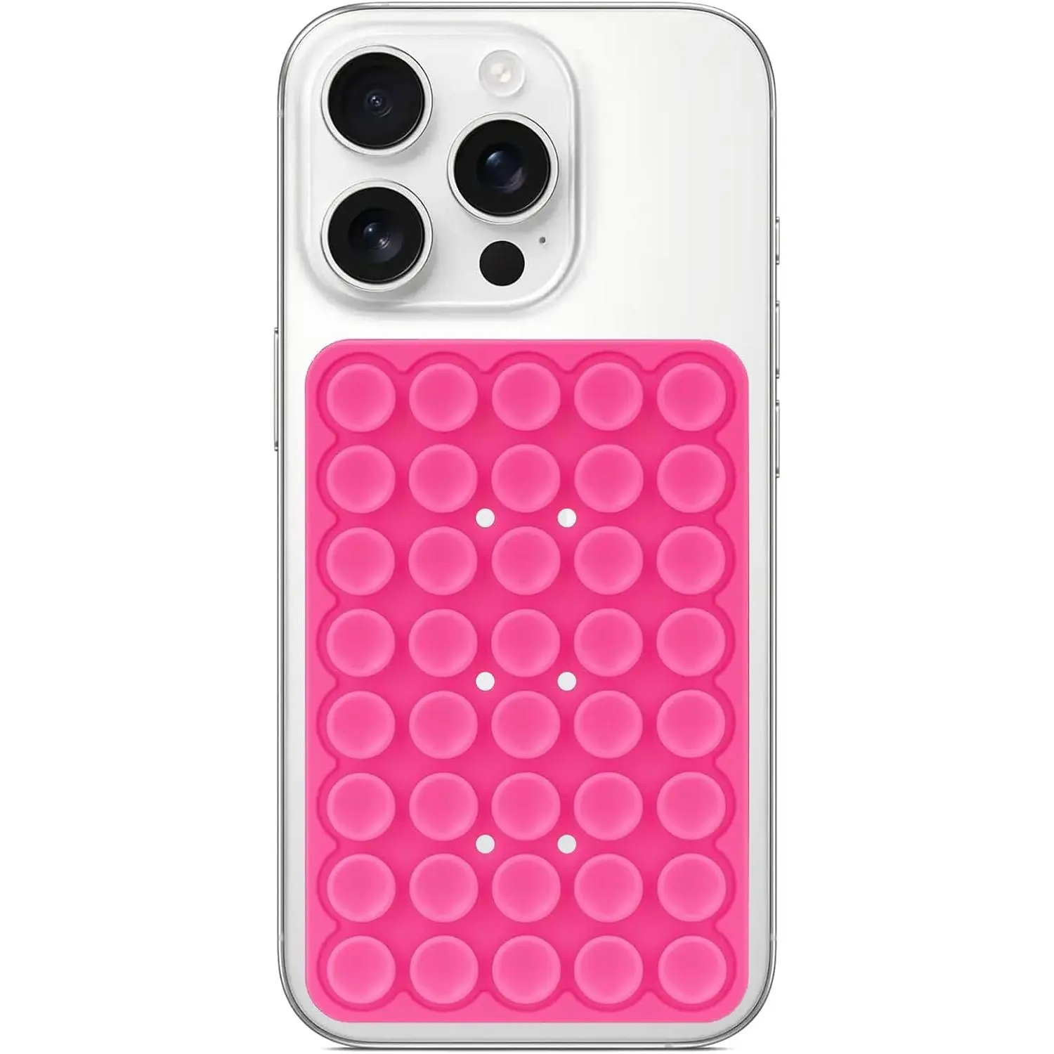Translucent White Double-Sided Suction Cellphone Mount - Removable, Durable Mobile/Smartphone Stand Kickstand Stick for Teen Girls, Hands-Free Model 1 Phone Grip Accessory
