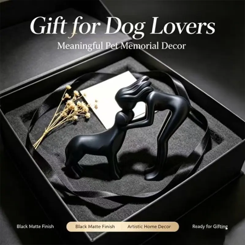 3D Printed Dog and Girl Figurine, Desktop Office Car Ornament, Christmas Gift, Small Statue, Perfect for Home Decor