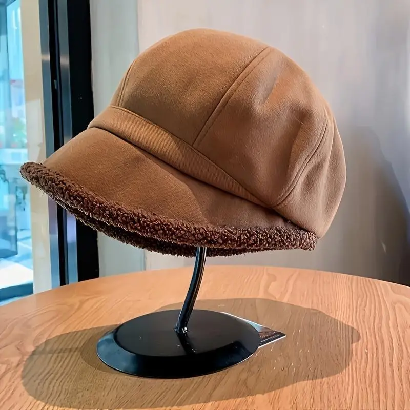 Women's Plain Plush Bucket Beanie - Keep Warm Fleece-Lined Winter Hat with Ear Protection, Non-Stretch Linen Fabric, Knit Heart Design, Unisex Western Newsboy Style for Outdoor Cold Weather, Streetwear Accessory, Keep Warm Hats Women's Plain Plush Bucket Beanie - Keep Warm Fleece-Lined Winter Hat with Ear Protection, Non-Stretch Linen Fabric, Knit Heart Design, Unisex Western Newsboy Style for Outdoor Cold Weather, Streetwear Accessory, Keep Warm Hats