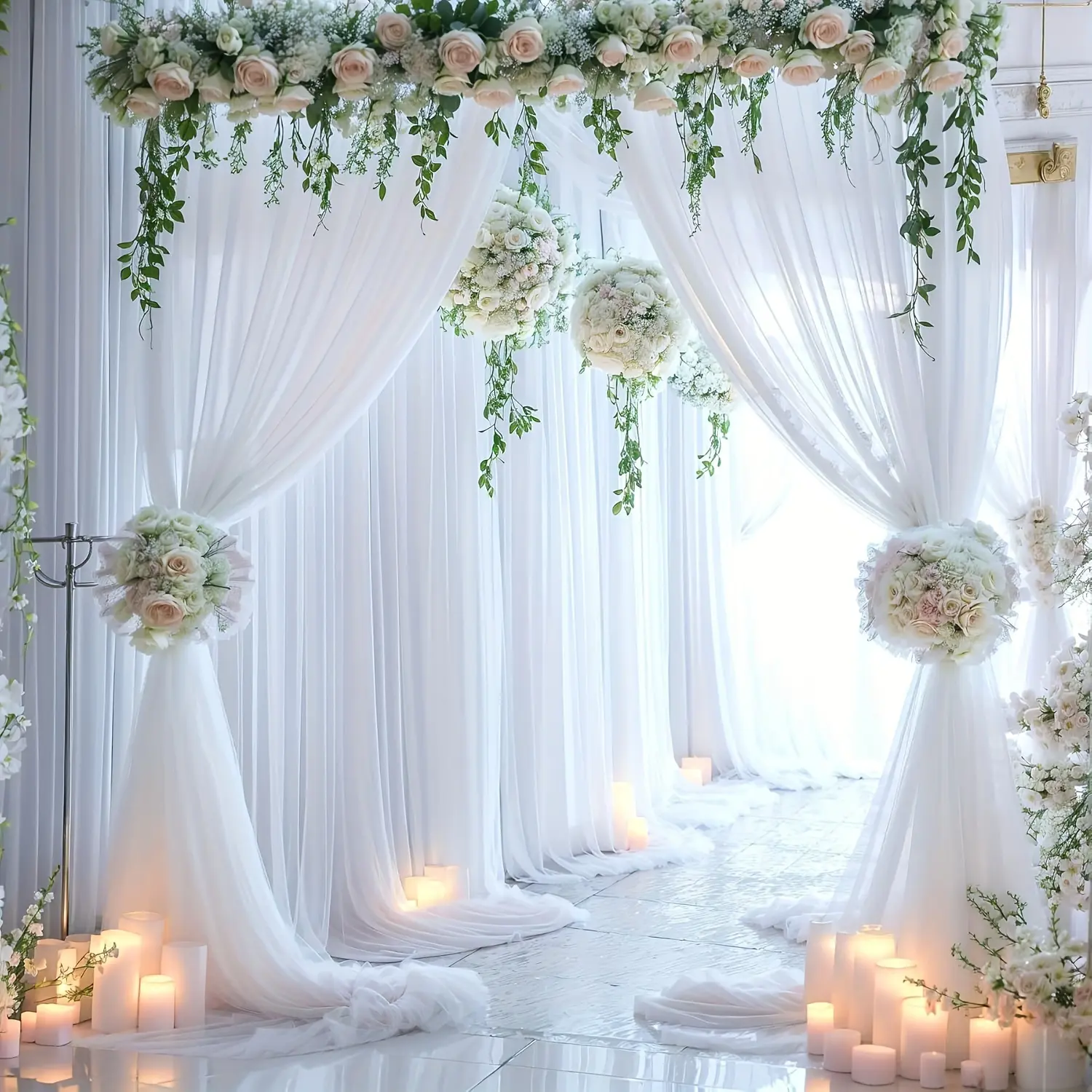 Purple Sheer Tulle Curtain Set of 2, Dreamy Photography Backdrop Drapes for Ceiling & Courtyard Layout, Soft Atmosphere Gauze, Perfect Romantic Stage Decoration for Weddings and Birthday Celebrations