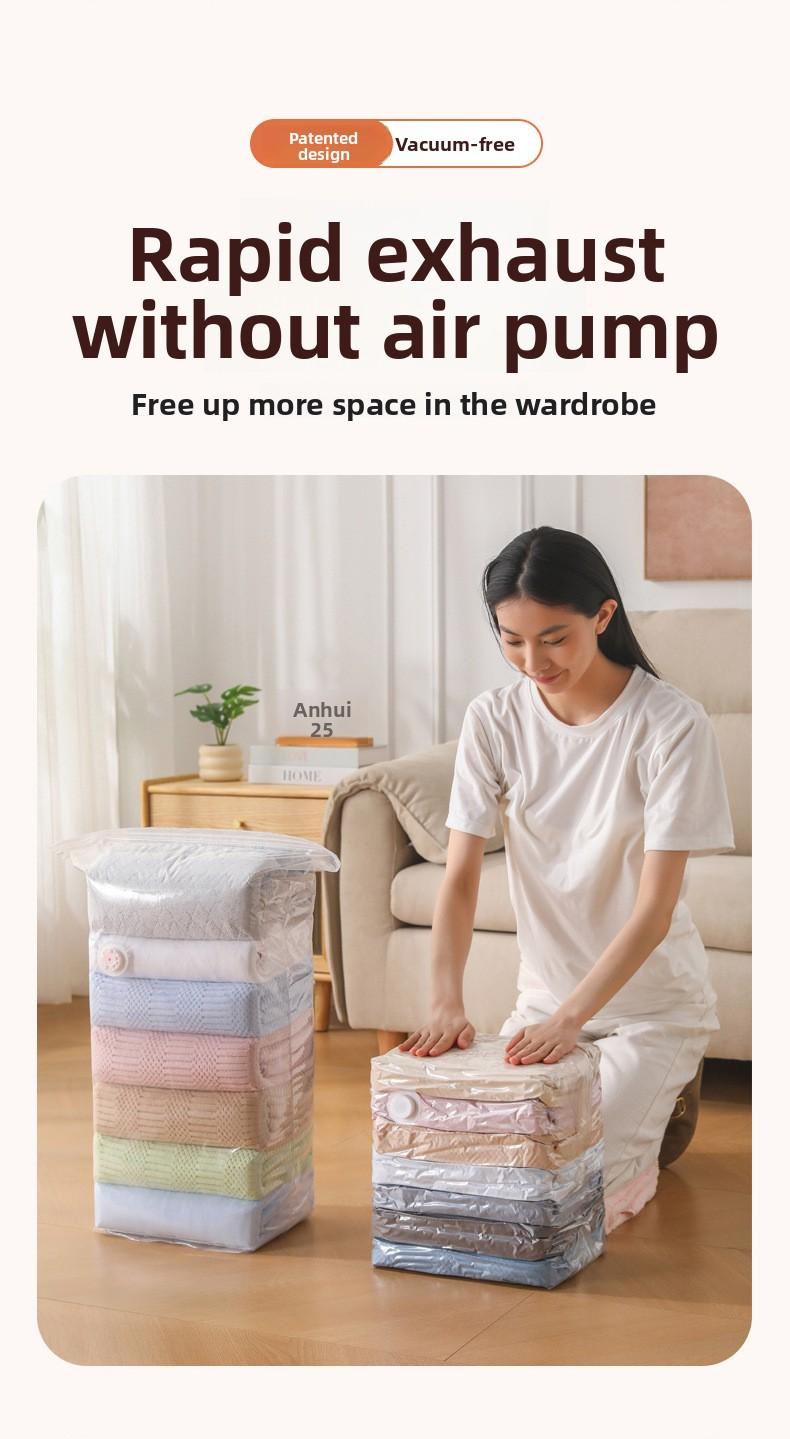Vacuum Compression Bag No Air Extractor Needed 3D Thickened Large Capacity Clothes Quilts Storage Sealing Bag