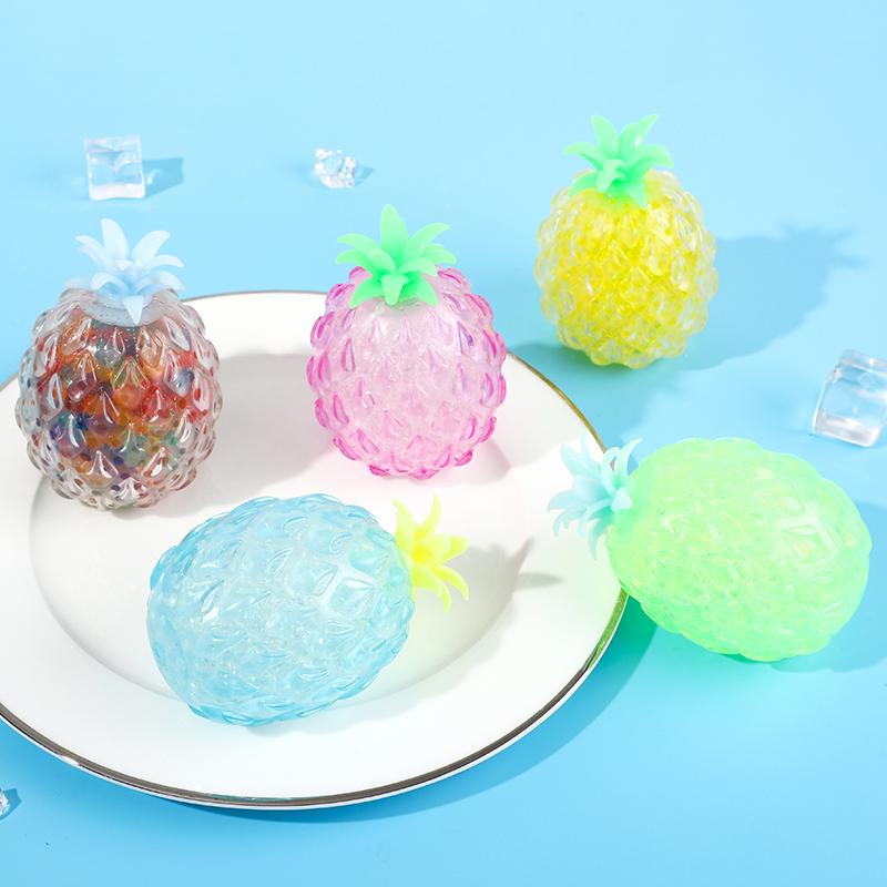 Pineapple Stress Ball Water Feeling Squishy Vent Toys Water Beads Squeeze Fidget Toy Anxiety Stress Relief Toy Sensory Squish