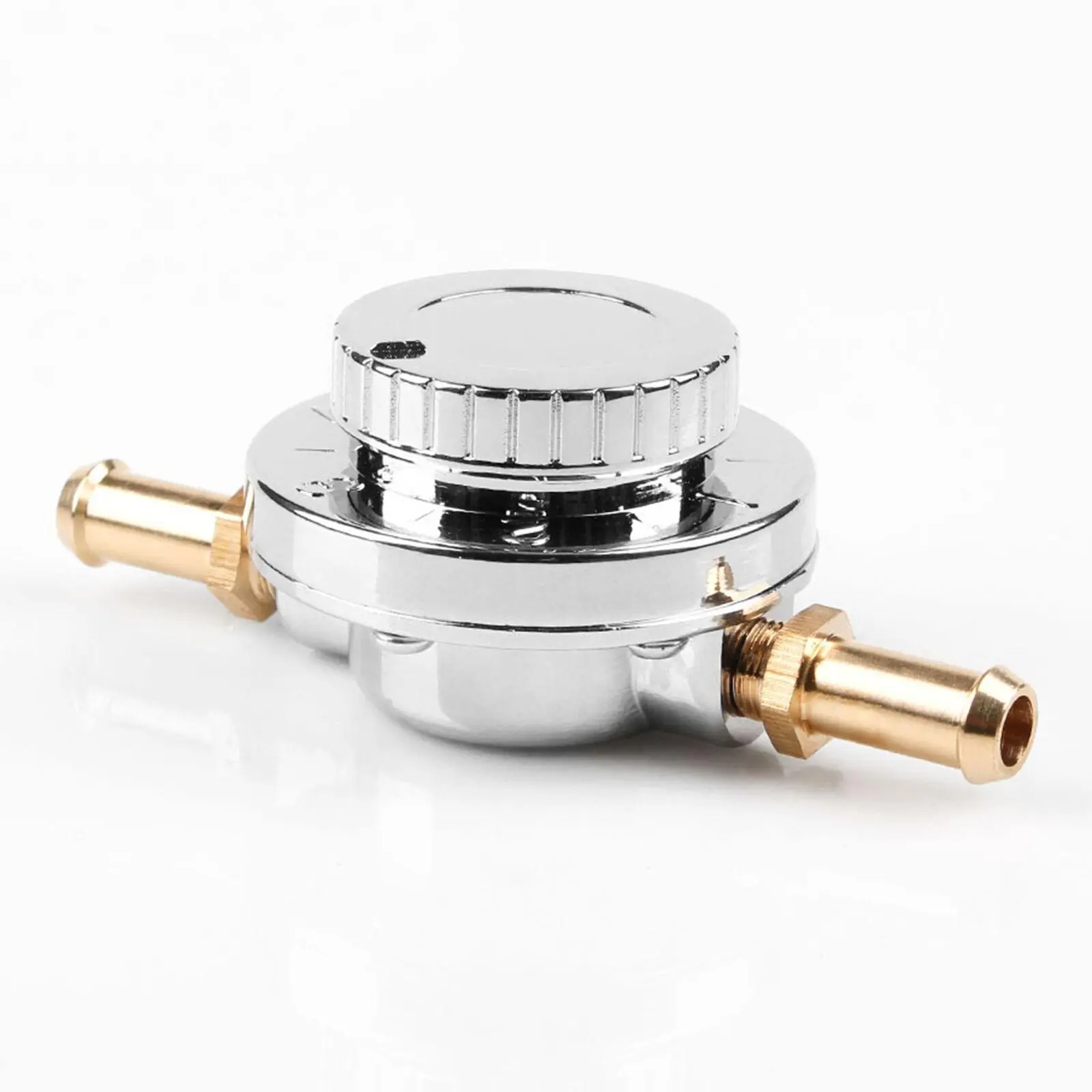 Polished Chrome Adjustable Fuel Pressure Regulator Kit｜1‑6 PSI Tuning, 150 LPH Flow, Complete Fittings, Universal for Single & Twin Carburetor Engines, Not for Fuel Injection