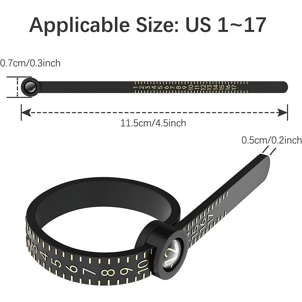 US Ring Size Measuring Gauge, Accurate 1-17 US Ring Sizer, Reusable Finger Sizing Measure Tool With Magnified Glass For Home Shop, Adjustable Ring Finger Measure, Tools And Gadgets, Gifts For Girl