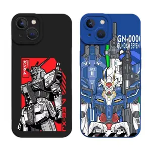 Mechanical Style Mobile Suit Gundam Painting Phone Cases For iPhone 17 Promax Pro Air 16 Plus 15 14 13 12 Black White Blue TPU Shockproof Protective Cover Perfect Christmas Halloween Birthday Gift
