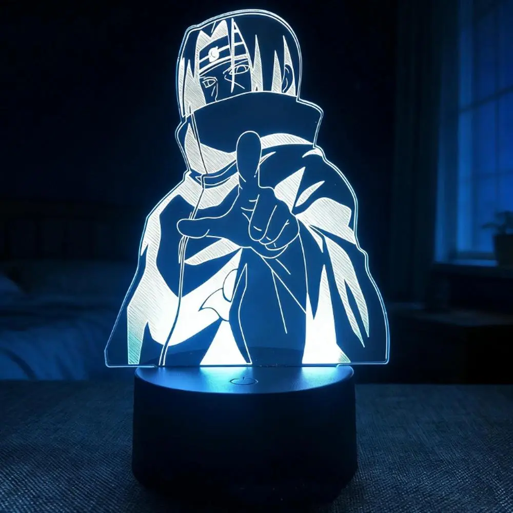 Uchiha Itachi 3D Illusion LED Night Light, Anime Desk Lamp, 7 Color Changing Bedroom Decor, Unique Gift for Anime Lovers