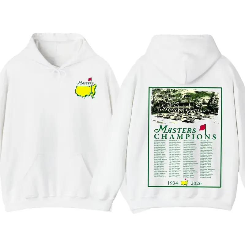 The Masters Champions 1934–2026 Hoodie, Augusta National Golf Tournament Pullover, Vintage Golf Champion List Graphic, Cotton Streetwear Casual Topleather riding jacket