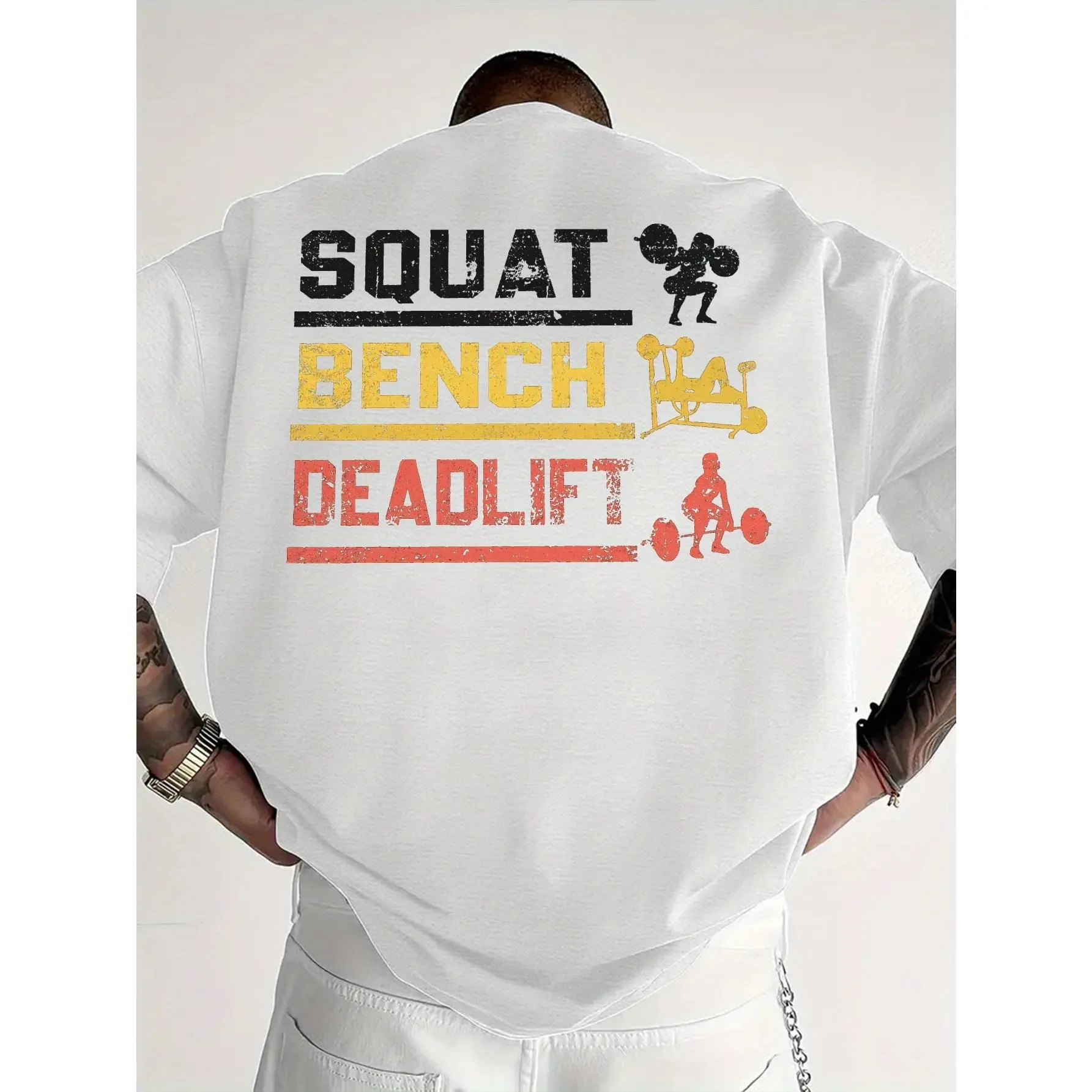 Men'S Workout T-Shirt - Graphic Design for Squats, Bench Press, And Deadlifts - Breathable And Moisture-Wicking Training Shirt - Black Fitness Tee for Bodybuilding, Powerlifting, And Casual Exercise - Washable Summer Top