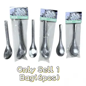 6-Piece Titanium Spoons, Lightweight Metal Utensils for Outdoor Camping, Durable Reusable Cutlery for Travel and Home Use