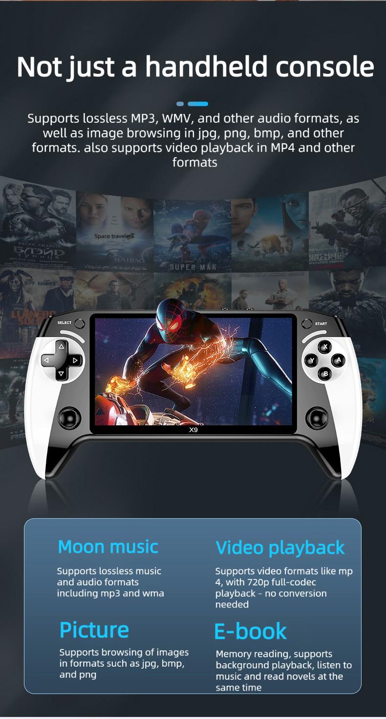 X9 Handheld Game Console 128GB – 5.5" HD Screen Portable Retro Gaming System with Built-in Games, 8+ Emulators Support, Game Boy/PSP/FC Classic Games, Perfect Gamer Stuff for Kids & Family Fun