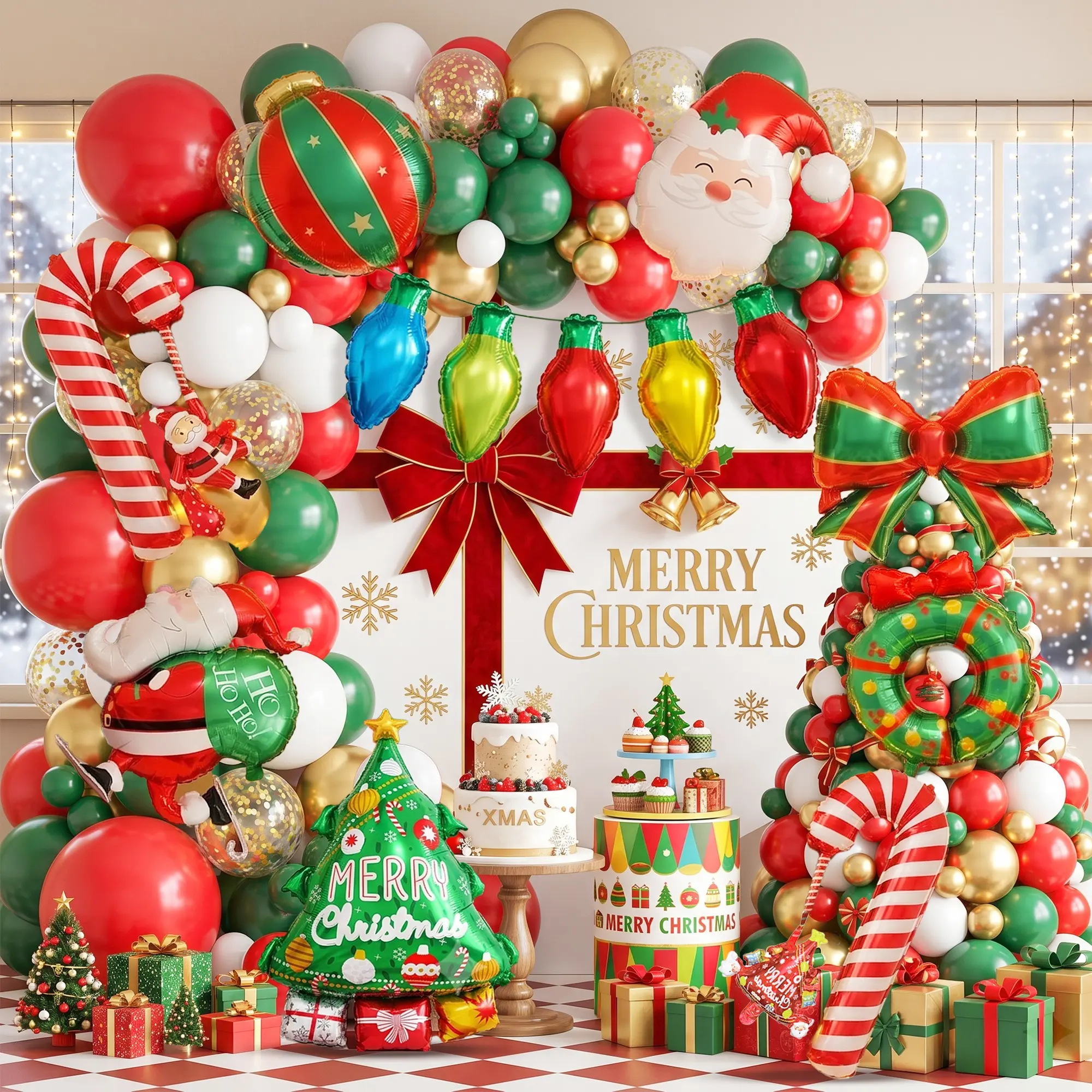 87-Piece Christmas Balloon Arch Decoration Set, Perfect for Holiday Party Decorations, Festive Christmas Event Supplies