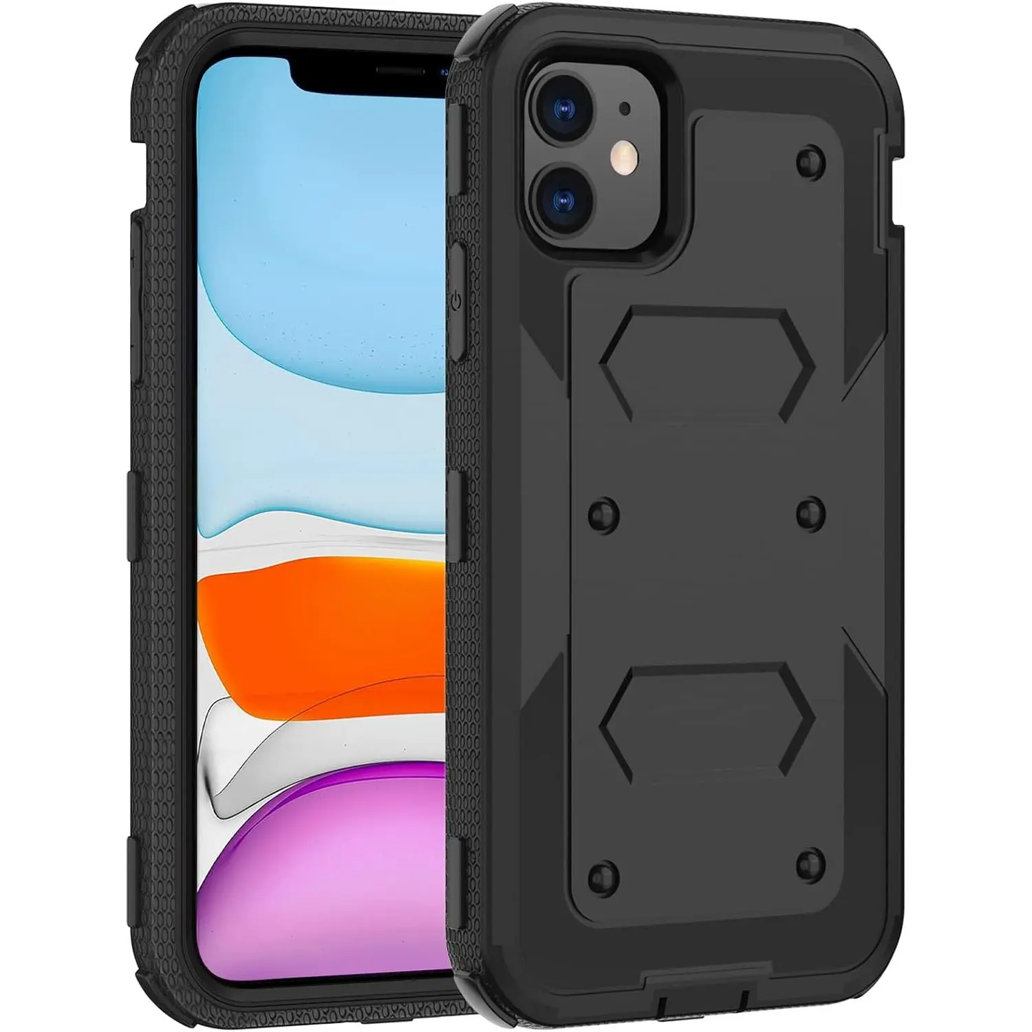 for iPhone 11 Case, with Built in Screen Protector Heavy Duty Drop Protection, Full Body Rugged Shockproof Dust Proof 3- Layer Tough Protective Phone Cover for Apple iPhone 11 Black/Orange for iPhone 11 Case, with Built in Screen Protector Heavy Duty Drop Protection, Full Body Rugged Shockproof Dust Proof 3- Layer Tough Protective Phone Cover for Apple iPhone 11 Black/Orange