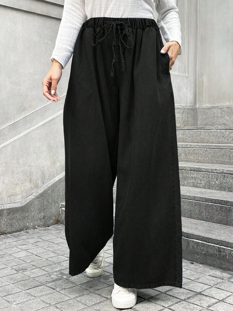 Oversized Thunder Thigh Flare Jeans - Boho - Chic High - Waisted Denim Wide - Leg Pants for Women - Elastic Waist & Flowy Fit