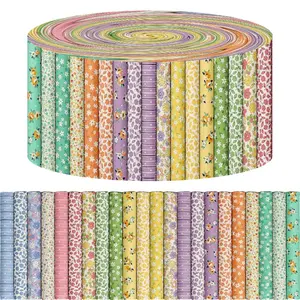 40PCS Garden Themed Precut Fabric Strips, 2.55x19.7 Inch Floral Botanical Quilting Fabric Bundle for DIY Patchwork, Sewing Crafts & Doll Clothes