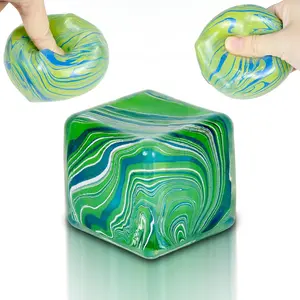 Slow Rise Squishy Ice Cube Fidget Toy 2.2 Inch Soft Stress Relief Squeeze Sensory Ball, Cute Ice Cube Anxiety Relief Toy, Easter Basket Stuffer Party Favor Gift for Kids Adults Boys Girls, Green