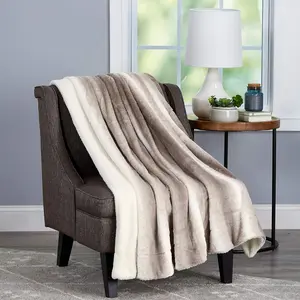 Faux Fur Throw Blanket- Luxurious, Soft, Hypoallergenic Faux Fur Blanket with Back for Couch, Bed,, 60"x70" by LHC (Cream Beige)