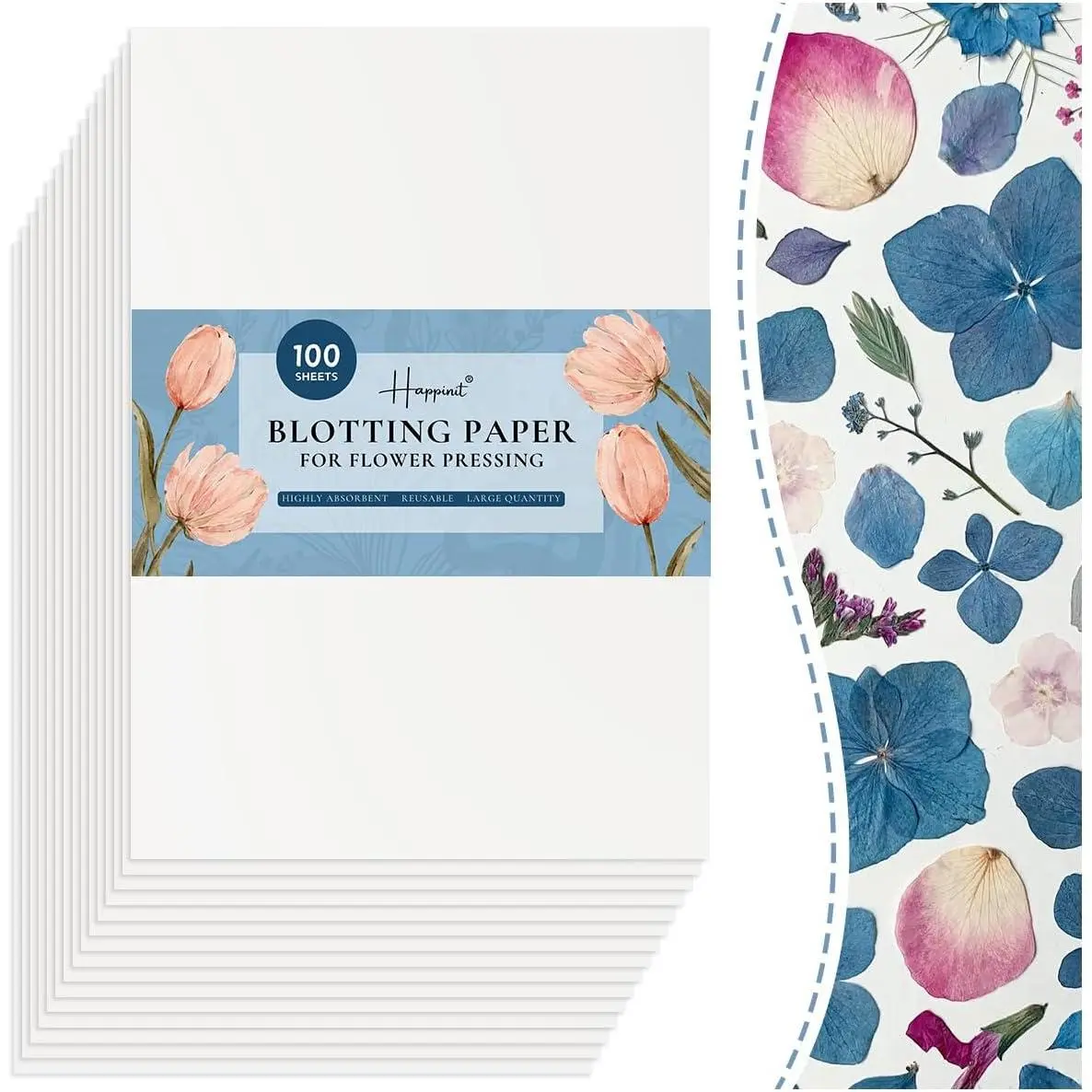 100 Pcs A4 Size Blotting Papers for Herbarium Craft, Large Blotter Paper for Flower Press & Herbarium, Compatible with Adult Flower Pressing Kits
