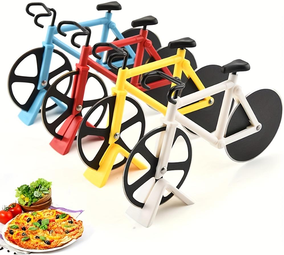 1 piece bicycle pizza cutter, creative roller pizza cutter, double-wheel pizza cutter, pizza slicer, cake cutter